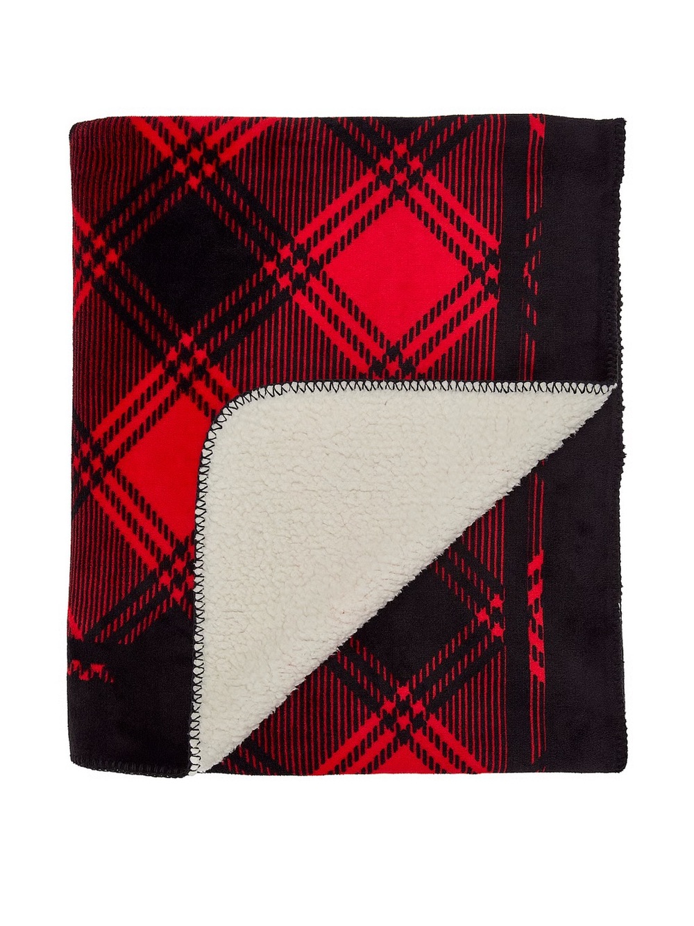 PINK Victoria's Secret Red & Black Plaid Sherpa Throw